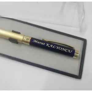 قلم امضا فلزی با جعبه و نام اختصاصی - رنگ نی navy - 10202