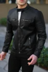 جاکتی چرمی مردانه مشکی - 10385