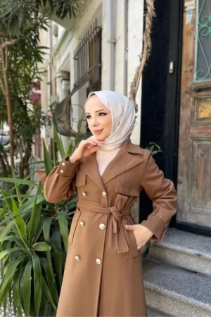 کاپشن پلار کروس زنانه / M0108 - قهوه‌ای - 10056