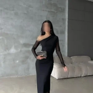 پیراهن توری یک شانه باز - 10398