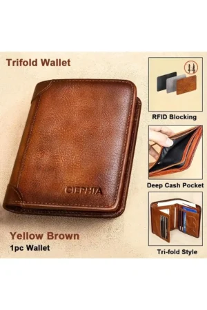 کیف پول مردانه چرم طبیعی به سبک وینتیج با قابلیت جلوگیری از RFID - نگهدارنده کارت شناسایی و کارت اعتباری - هدیه مناسب - 10167
