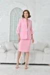ست کت و دامن با جزئیات گرافل، رنگ گلابی - 9872