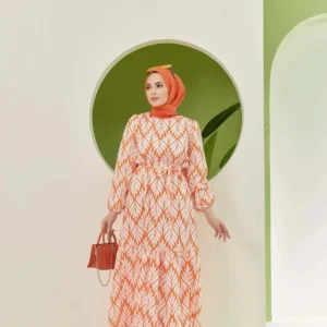 لباس تابستانی گلدار / آبی نارنجی - 10479