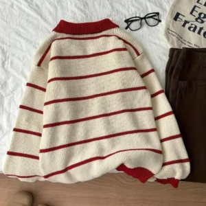 ژاکت بافتنی پلیسه یقه دار زنانه اکرو بوردو مدل سلانیك اندازه بزرگ - 10543