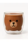 لیوان شیشه‌ای دو جداره با طرح خرس عروسکی 250 میل - لیوان دو جداره خرس عروسکی هدیه‌ای - 10325