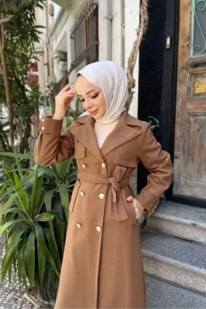 کاپشن پلار کروس زنانه / M0108 - قهوه‌ای - 10056