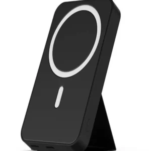 پاوربانک 10000mAh با توان 20 وات، قابل حمل و دارای استند چرمی لوکس و فناوری بی‌سیم مگ‌سیف - 10316