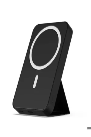 پاوربانک 10000mAh با توان 20 وات، قابل حمل و دارای استند چرمی لوکس و فناوری بی‌سیم مگ‌سیف - 10316