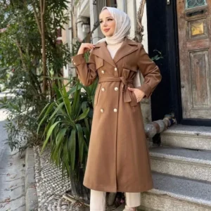 کاپشن پلار کروس زنانه / M0108 - قهوه‌ای - 10056