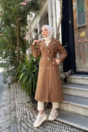 کاپشن پلار کروس زنانه / M0108 - قهوه‌ای - 10056