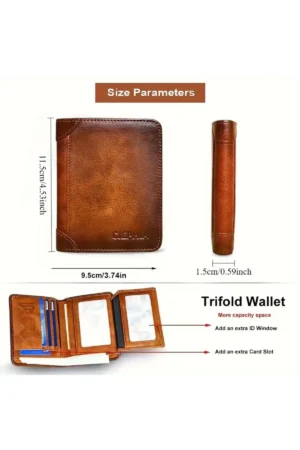 کیف پول مردانه چرم طبیعی به سبک وینتیج با قابلیت جلوگیری از RFID - نگهدارنده کارت شناسایی و کارت اعتباری - هدیه مناسب - 10167