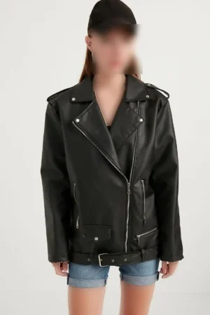 Jacke بیگ اندازه چرم موتور سیکلت زنانه - 10348