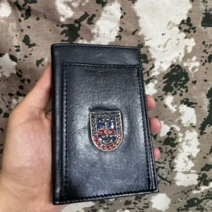 دفترچه یادداشت چرم طبیعی با نشان ژاندارمری – کیف چندکاربردی با بخش مخصوص تلفن - 10419