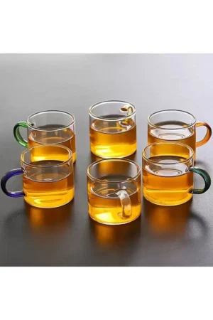 ماگ شیشه‌ای بوروسیلیکاتی 100 میلی‌لیتری با دستگیره رنگی (ویواتی) - 10328