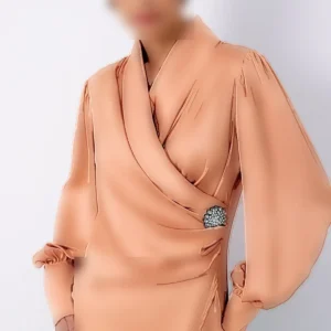 بلوز کراواتی برش دار - صورتی کمرنگ - 10512