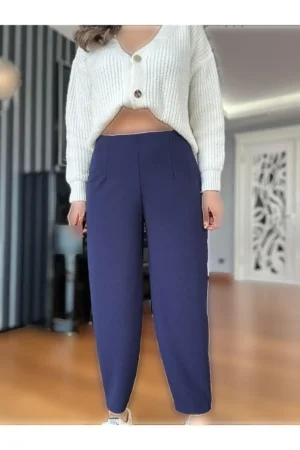 شلوار بالن لیکری به رنگ سرمه‌ای - 9973