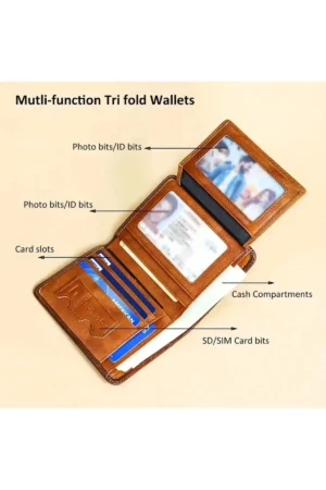 کیف پول مردانه چرم طبیعی به سبک وینتیج با قابلیت جلوگیری از RFID - نگهدارنده کارت شناسایی و کارت اعتباری - هدیه مناسب - 10167