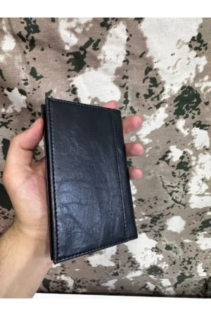 دفترچه یادداشت چرم طبیعی با نشان ژاندارمری – کیف چندکاربردی با بخش مخصوص تلفن - 10419