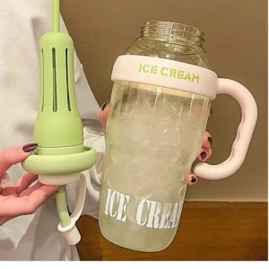 بطری یخ - بطری لوکس با پیپت، قمقمه آب detox - 10401