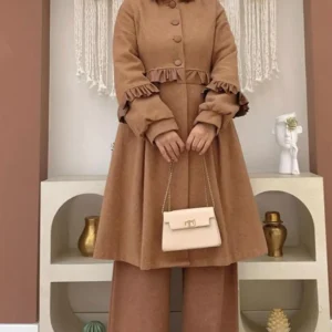 کاپشن با جزئیات پشمی زنانه مدل 5177 - 10069