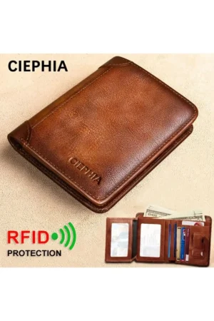 کیف پول مردانه چرم طبیعی به سبک وینتیج با قابلیت جلوگیری از RFID - نگهدارنده کارت شناسایی و کارت اعتباری - هدیه مناسب - 10167