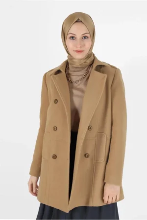 کاپشنی با جزئیات دکمه‌ای و جیب‌دار 90243 - 10068