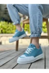 کفش ورزشی مردانه با طراحی لبخند و زیره ضخیم، رنگ آبی فیروزه‌ای مدل BA0328 BOA - 10221