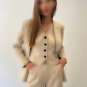 ست سه‌تکه شامل شلوار، جاکت و جلیقه با طرح خطی - 9867