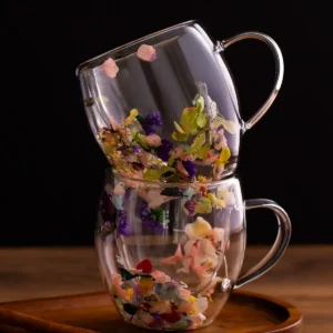 فنجان چای و قهوه شیشه‌ای دو جداره با دسته عایق حرارتی ۲ عددی ۲۵۰ میلی‌لیتر - 10326