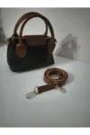 کیف دستی و دوشی کوچک چرمی مصنوعی زنانه مشکی-قهوه‌ای - 10619