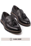 کفش چرم کلاسیک مردانه با دوخت واقعی - 10194