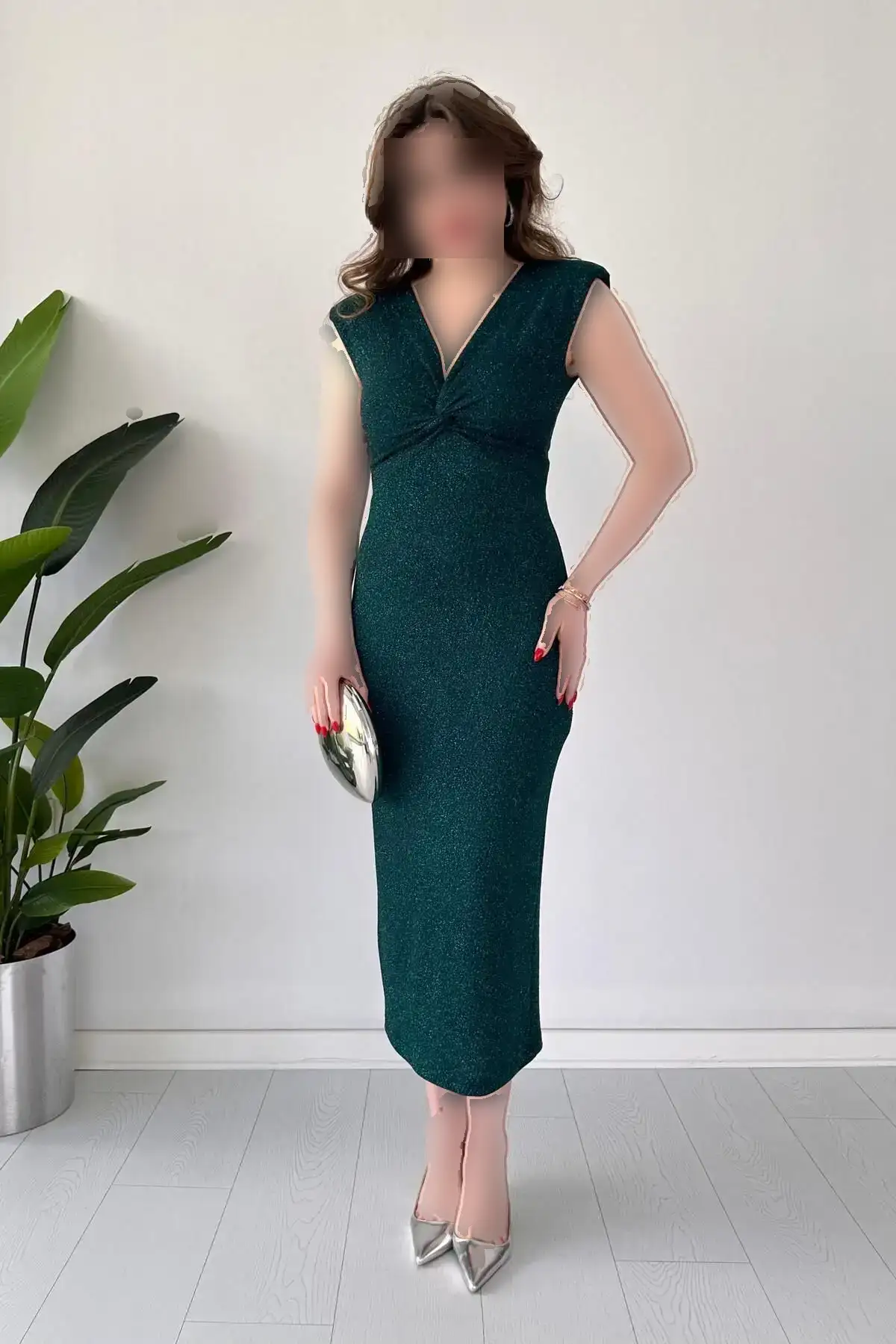 پیراهن گرهای سیمی به رنگ زمردی - 10086 پیراهن گرهای سیمی به رنگ زمردی - 10086