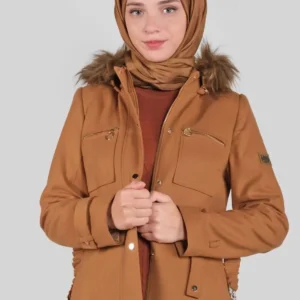 کاپشن کلاهدار با جزئیات پوست خز 90105 - 10067