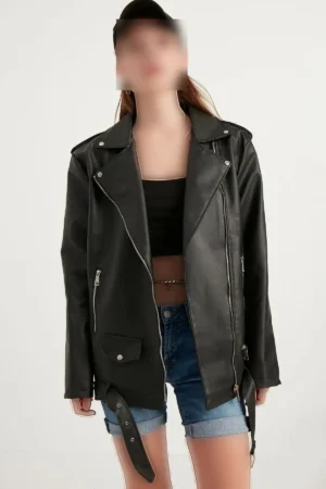 Jacke بیگ اندازه چرم موتور سیکلت زنانه - 10348