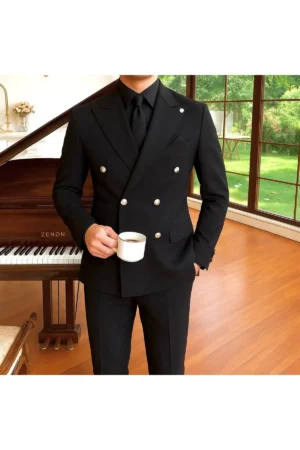 کت و شلوار مردانه slim fit دو دکمه - 10453