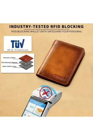 کیف پول مردانه چرم طبیعی به سبک وینتیج با قابلیت جلوگیری از RFID - نگهدارنده کارت شناسایی و کارت اعتباری - هدیه مناسب - 10167