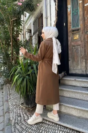 کاپشن پلار کروس زنانه / M0108 - قهوه‌ای - 10056