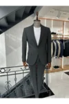 کت و شلوار تنگ مشکی مایل به خاکستری - 10452