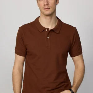پک ۵ تایی تیشرت یقه‌ polo با طرح ساده در رنگ‌های قهوه‌ای، سرمه‌ای، سبز تیره، شن و مشکی از جنس پنبه و با فیت اسلیم - 10337