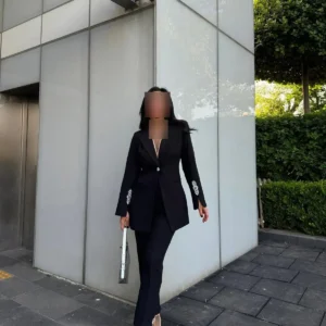 ست کت و شلوار زنانه با جزئیات سنگی - 9873
