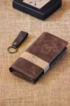 کیف پول بلند با تقسیمات تلفن از چرم طبیعی / با بند دستی / همراه با هدیه کلید و جعبه هدیه / مناسب برای همه - 10418