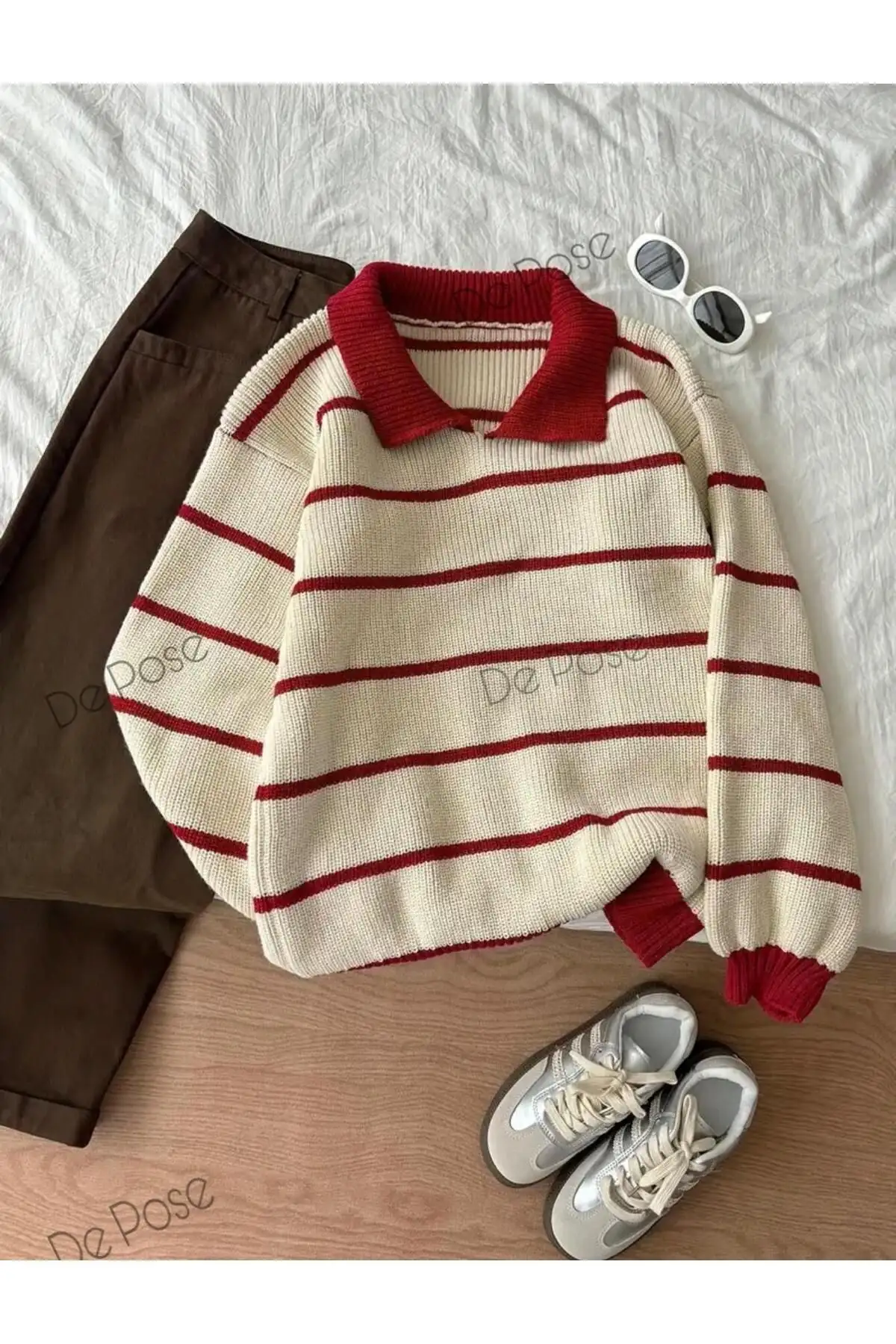 ژاکت بافتنی پلیسه یقه دار زنانه اکرو بوردو مدل سلانیك اندازه بزرگ - 10543 ژاکت بافتنی پلیسه یقه دار زنانه اکرو بوردو مدل سلانیك اندازه بزرگ - 10543