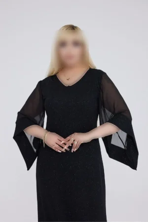 پیراهن مجلسی بلند بزرگ سایز از پارچه شفاف سیامی - 10395