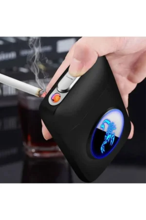 فندک شارژی با طراحی مخصوص با نام شخصی و جعبه سیگار لوکس - 10300