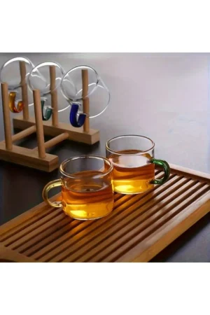ماگ شیشه‌ای بوروسیلیکاتی 100 میلی‌لیتری با دستگیره رنگی (ویواتی) - 10328