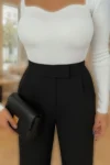 شلوار پَلَزُو مشکی زنانه با کش کمری، برش راحت، شیک و Comfortable - 9970