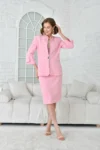 ست کت و دامن با جزئیات گرافل، رنگ گلابی - 9872