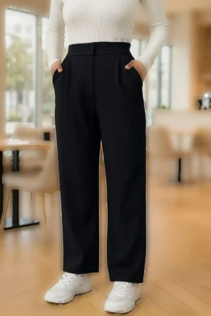 شلوار پَلَزُو مشکی زنانه با کش کمری، برش راحت، شیک و Comfortable - 9970