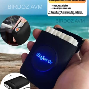 فندک شارژی با طراحی مخصوص با نام شخصی و جعبه سیگار لوکس - 10300