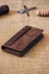 کیف پول بلند با تقسیمات تلفن از چرم طبیعی / با بند دستی / همراه با هدیه کلید و جعبه هدیه / مناسب برای همه - 10418